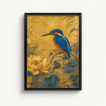 Póster de Chinoiserie del Martín Pescador Lotus