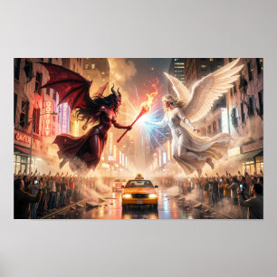 Póster de Choque Celestial de Luz y Sombra