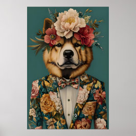 Póster de Chow Chow con traje, retrato de Chow Cho