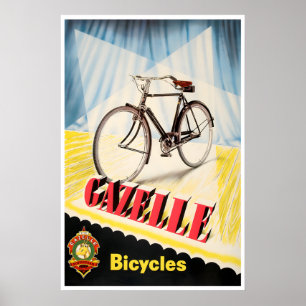 Póster de ciclismo de arte de bicicleta Gazelle Bi