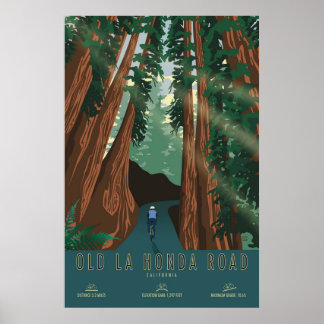 Póster de ciclismo de Old La Honda Road