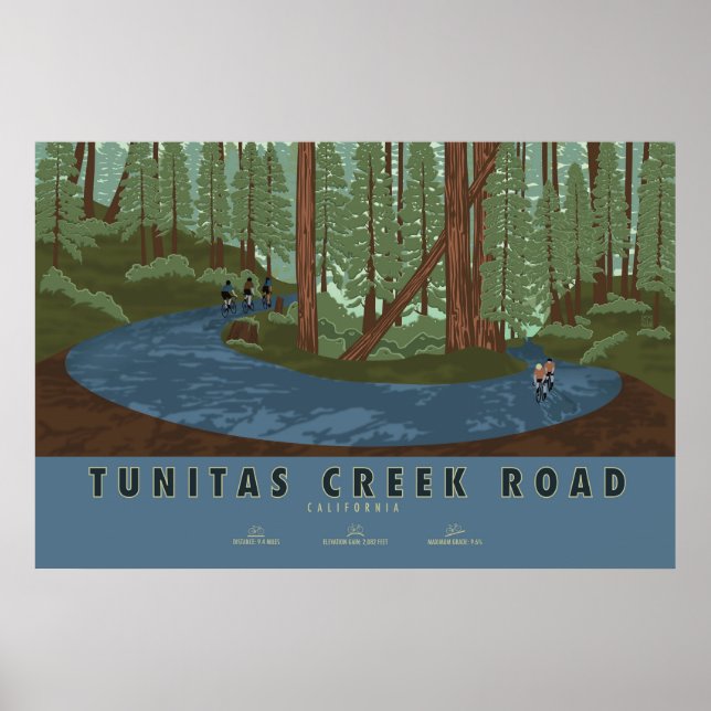 Póster de ciclismo en Tunitas Creek Road (Frente)