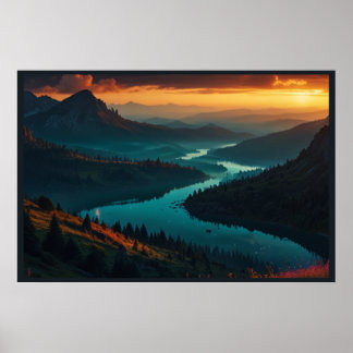 Póster de cielo nocturno con luces del norte soñad