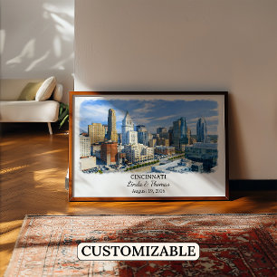 Póster de Cincinnati Ohio, Acuarela, Personalizado