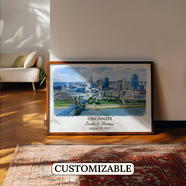 Póster de Cincinnati Ohio, Acuarela, Personalizado (Subido por el creador)