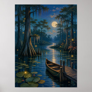 Póster de ciprés Bayou Moonlight 12x16