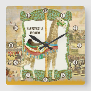 Poster de circo vintage, reloj de sala de bebé de