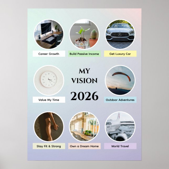 Póster de Círculo de Gradiente Suave 2026 Visión A (Frente)