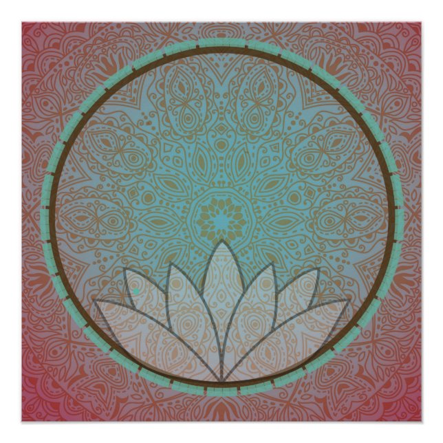 Poster de Círculo de Meditación de Mandala Lotus (Anverso)