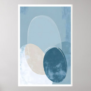 Póster de círculo geométrico azul beige superpuest