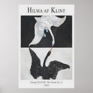 Póster de cisne en blanco y negro de Hilma af Klin