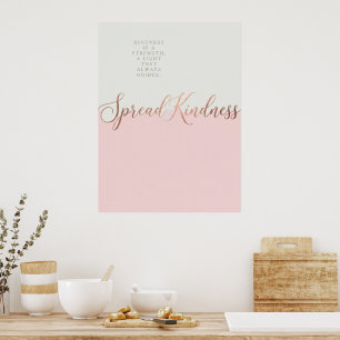 Póster de Cita de Amabilidad Crema y Rosa – Pared 