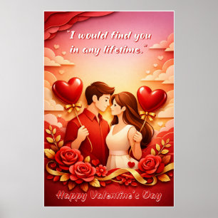Póster de Cita de Amor del Día de San Valentín