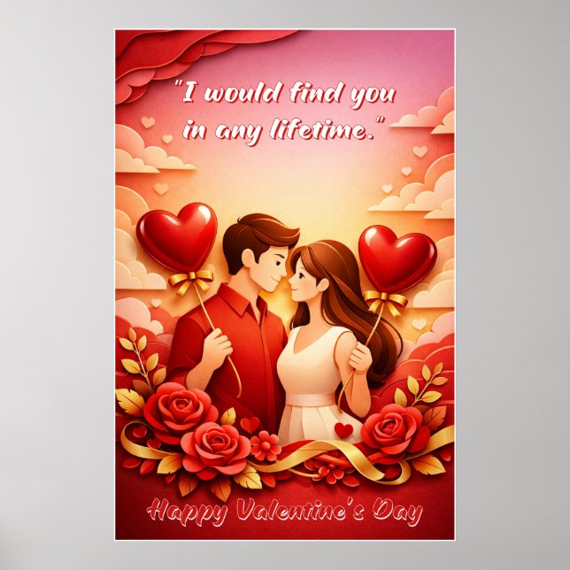 Póster de Cita de Amor del Día de San Valentín (Frente)