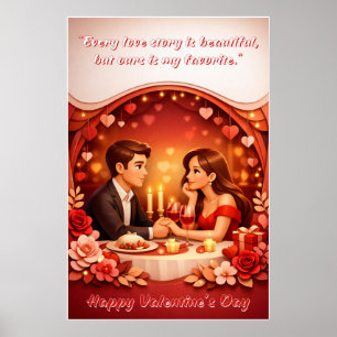 Póster de Cita de Amor del Día de San Valentín