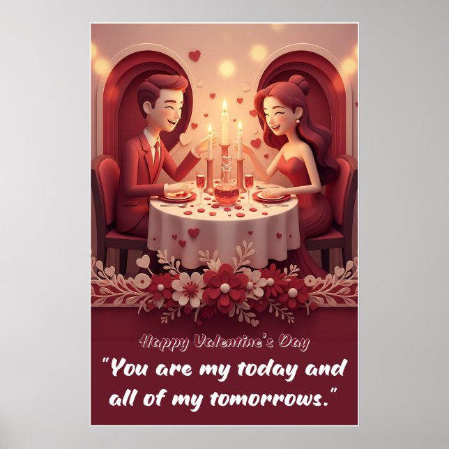 Póster de Cita de Amor del Día de San Valentín (Frente)