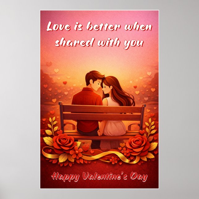 Póster de Cita de Amor del Día de San Valentín (Frente)