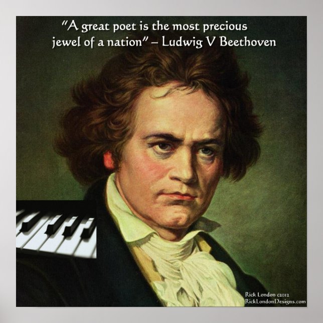 Póster de cita de Beethoven y poeta es una joya (Frente)