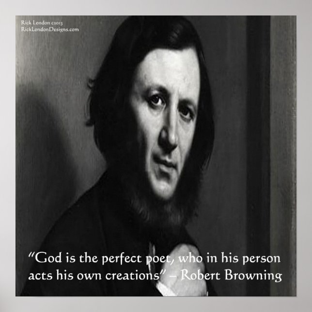 Póster de cita de Robert Browning Dios Poeta Perfe (Frente)