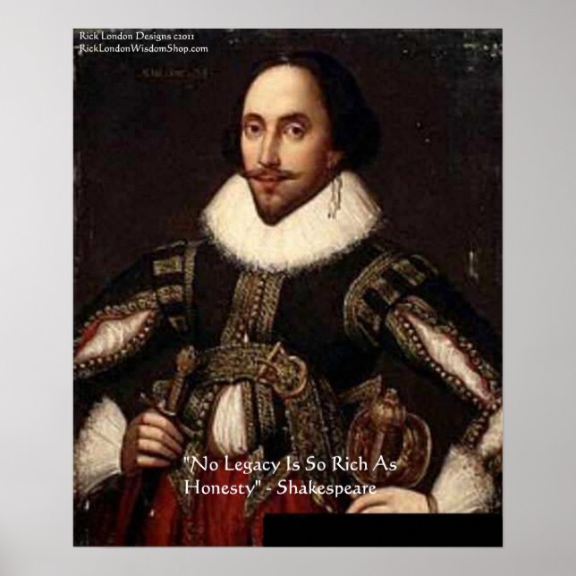 Póster de cita de Shakespeare "Legado de honestida (Frente)