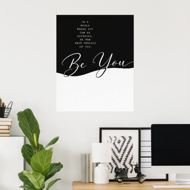 Póster de cita en negro y blanco – pared minimalis (Oficina en casa)
