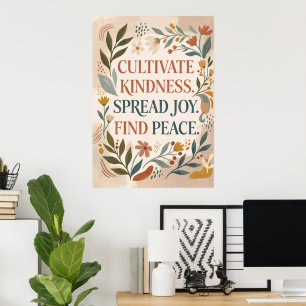 Póster de cita floral Cultiva la amabilidad Cott