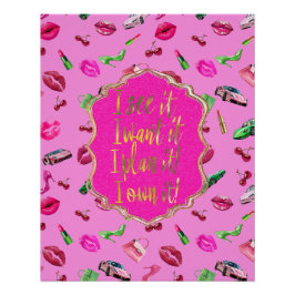 Póster de cita Glam Motif rosa y verde 