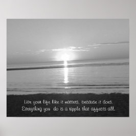 Póster de cita inspiradora con puesta de sol en la