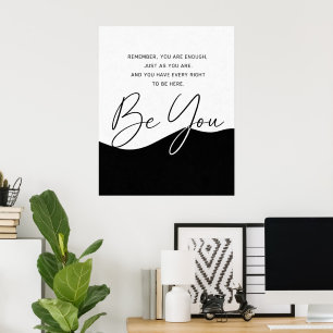 Póster de cita minimalista de autoestima en blanco