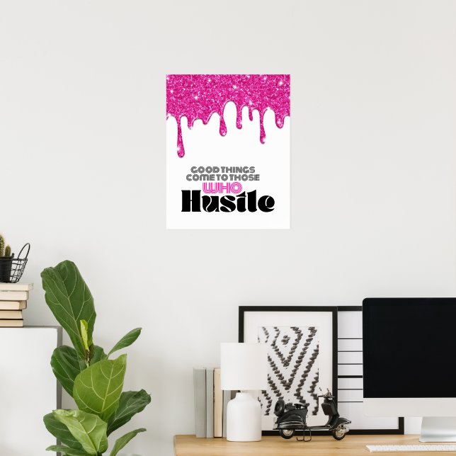 Póster de cita motivacional de brillo rosa (Oficina en casa)