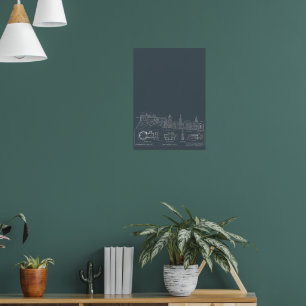 Póster de ciudad de plano urbano oscuro