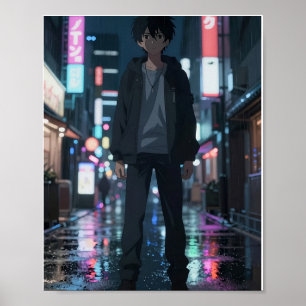 Póster de Ciudad Neon de Anime Cinematográfico