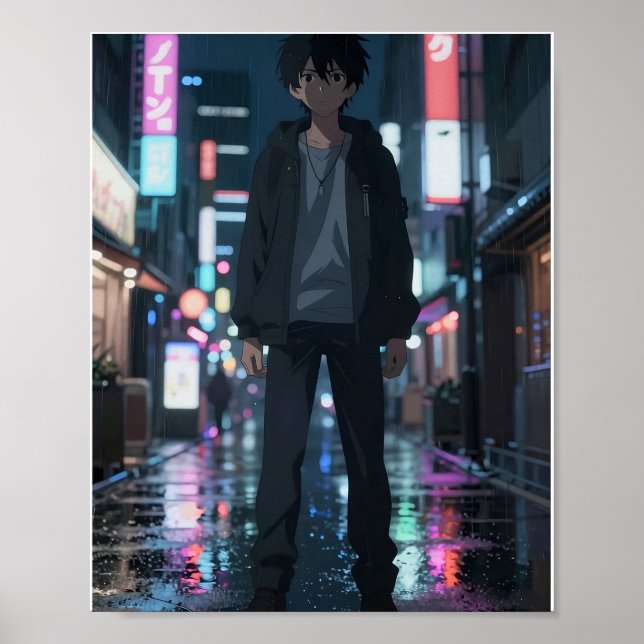 Póster de Ciudad Neon de Anime Cinematográfico  (Frente)