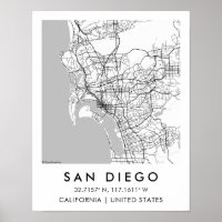Póster de Ciudad Personalizada San Diego Californi