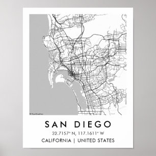 Póster de Ciudad Personalizada San Diego Californi