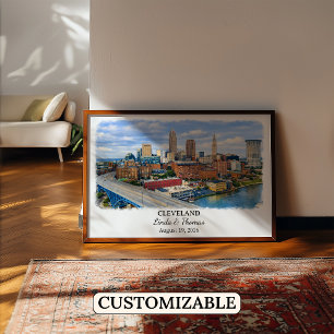 Póster de Cleveland Ohio, Acuarela, Personalizado