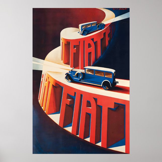 Póster de Coche Antiguo Fiat Automóvil 1928 (Frente)