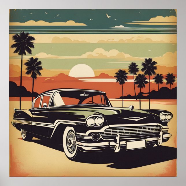 Póster de coche clásico retro vintage (Frente)