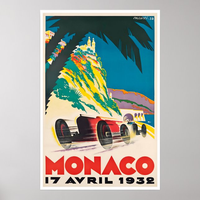 Póster de Coche de Carreras de Arte de Mónaco Depo (Frente)