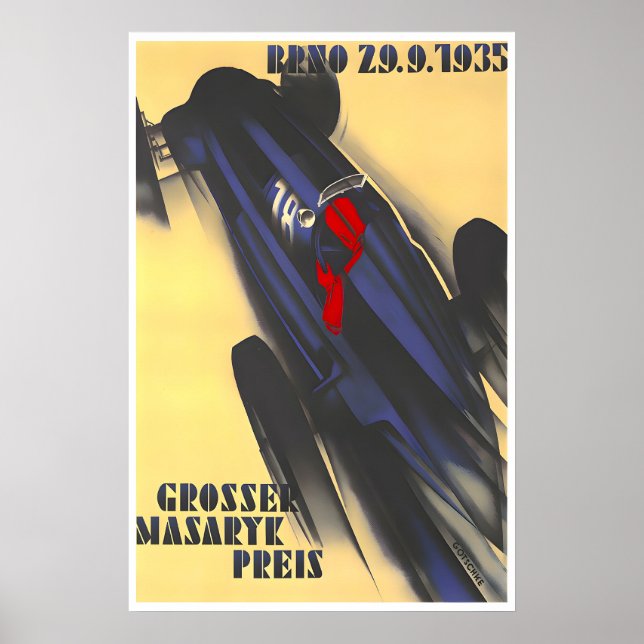 Póster de coche de carreras República Checa Impres (Frente)