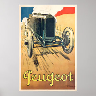 Póster de Coche de Carreras Retro Vintage - Enmarc