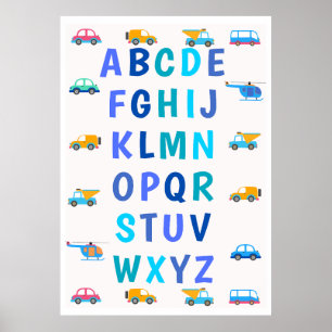 Póster de coches de juguete alfabeto para niños