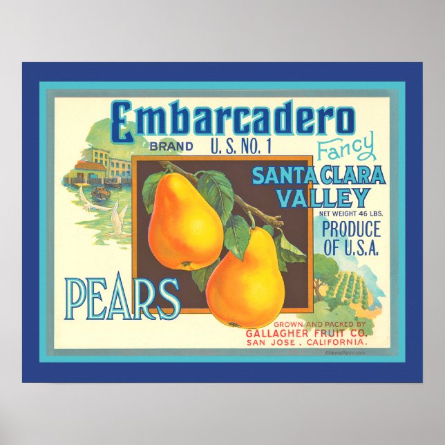 Póster de cocina con arte de caja de frutas antigu (Frente)