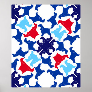 Póster de Cocker Spaniel azul y rojo