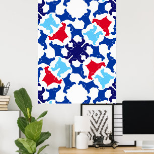 Póster de Cocker Spaniel azul y rojo