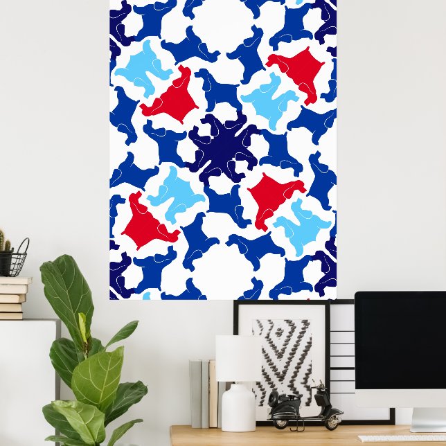 Póster de Cocker Spaniel azul y rojo (Oficina en casa)