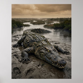 Póster de Cocodrilo de Piedra Delta Fangoso