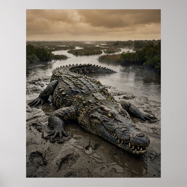 Póster de Cocodrilo de Piedra Delta Fangoso (Frente)