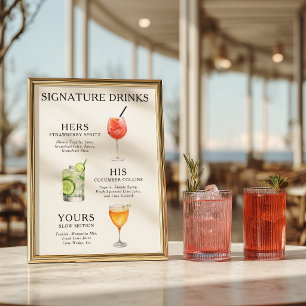 Póster de cóctel de boda de bebidas emblemáticas