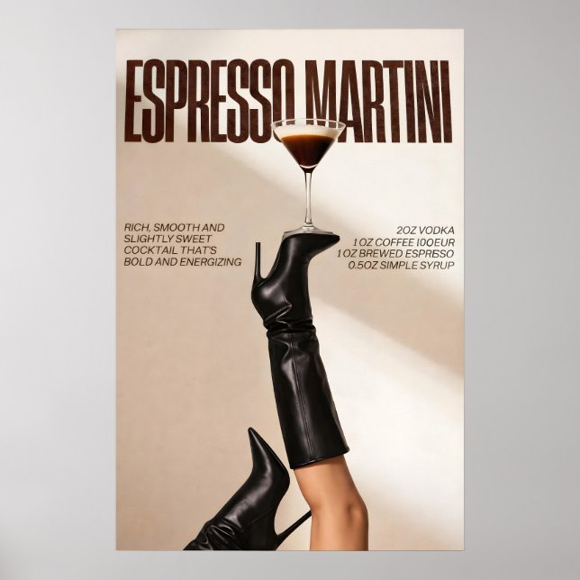 Póster de cóctel de Espresso Martini, barra modern (Frente)
